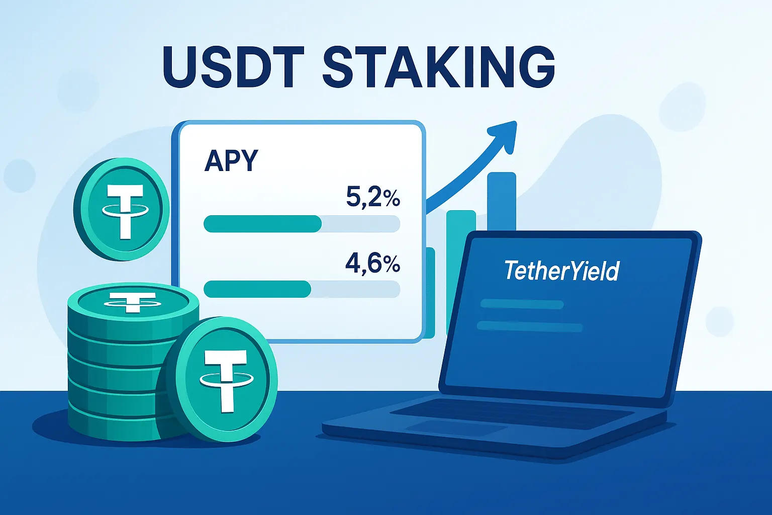 USDT staking dashboard showing high APY yields on TetherYield
